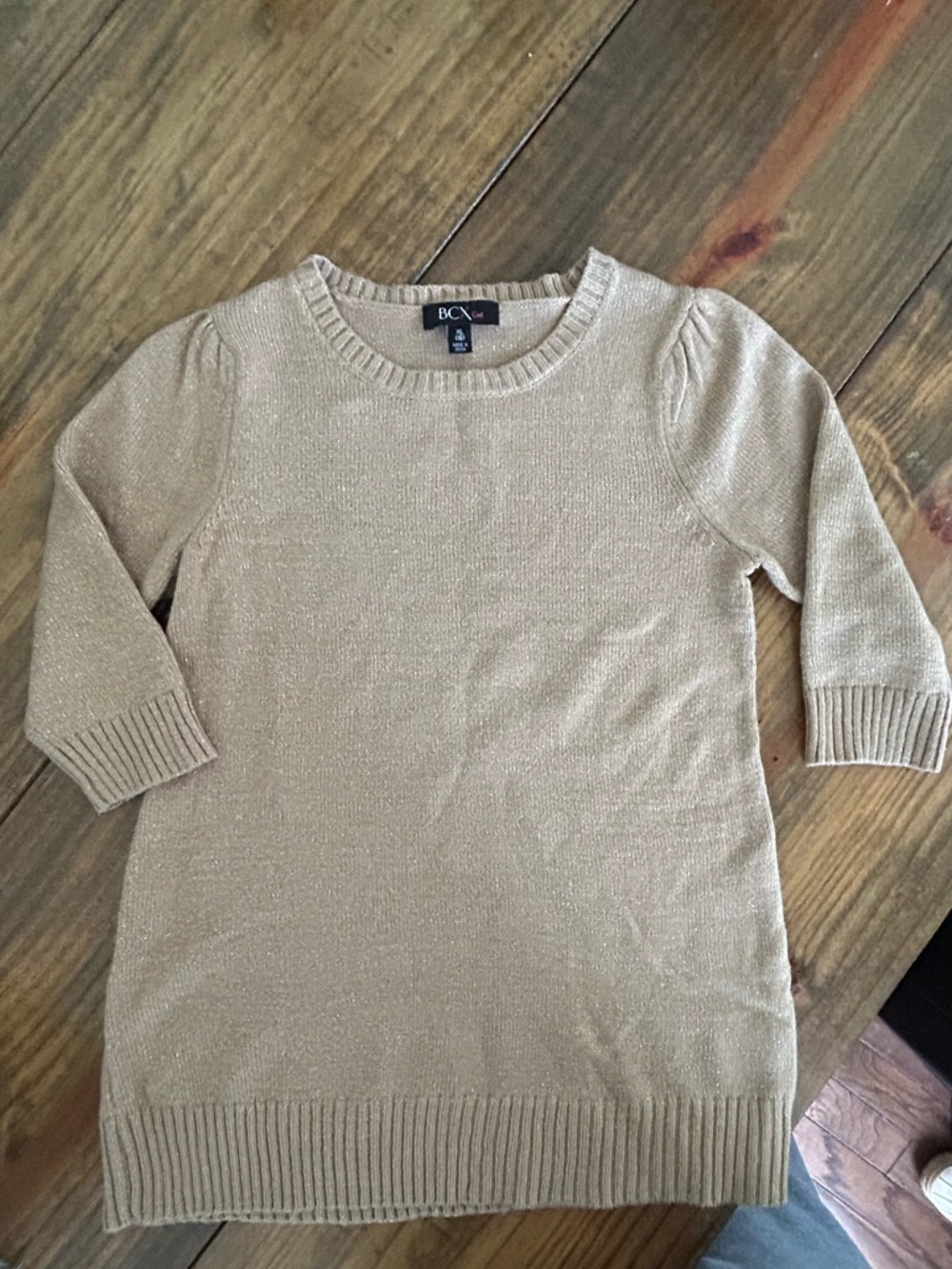 ✨BCX Metallic Tan Knit Sweater Dress - Shimmery Tan